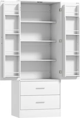 Produktbild von Küchenschrank, verstellbare Einlegeböden, 2 Schubladen, weißes MDF