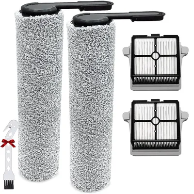 Image de Kit de pièces de rechange pour aspirateur balai Tineco Floor One S7 Combo/S7 Flashdry/Switch S7, comprenant 2 brosses rotatives, 2 filtres HEPA et 1 brosse de nettoyage