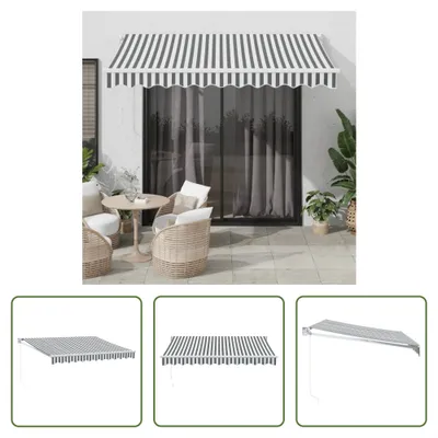Produktbild von The Living Store Markise Einziehbar Anthrazit und Weiß 3x2,5 m Stoff & Aluminium