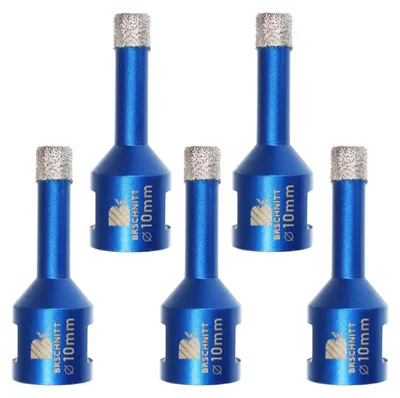 Obrázok produktu pre Diamantové vrtáky na dlaždice, 10 mm, závit M14, 5 kusov, vhodné na uhlové brúsky, pre použitie na porcelán, keramiku, mramor a žulu