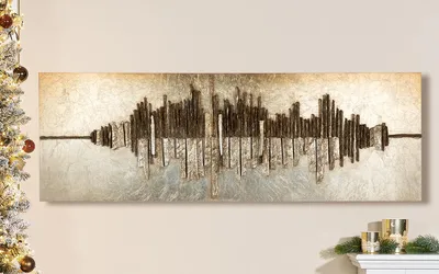 Image de Gilde Bild, rechteckig, "Altinoh", abstraktes Motiv, Holz, Kunstharz, champagnerfarben, goldfarben, VE 1, L. 6.5 cm, B. 150 cm, H. 50 cm 38407 4063387384077