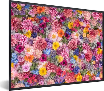 Produktbild von MuchoWow® MuchoWow® Gerahmtes Poster Blumen - Farben - Collage 40x30 cm - Poster mit zchwarzem Bilderrahmen - Kunstposter - Wanddekorationen
