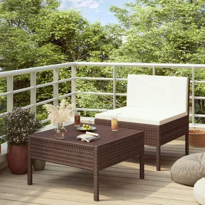 Image de Ensemble de salon de jardin - Ensemble de table et chaises - Ensemble pour balcon - Canapé de jardin - Mobilier de jardin - Polyrotin - Résistant aux intempéries - Coussins inclus