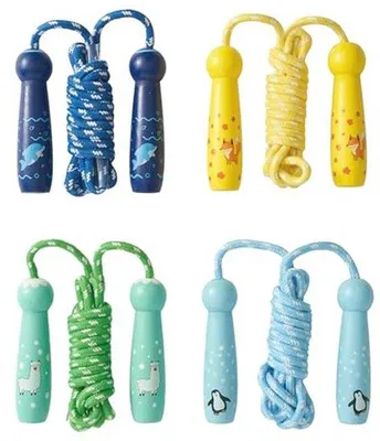 Produktbild von Springseile mit Holzgriffen - Bunt und vielseitig