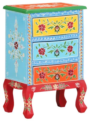Imagen del producto de Mesita de noche pintada a mano madera maciza mango 40x30x60 cm