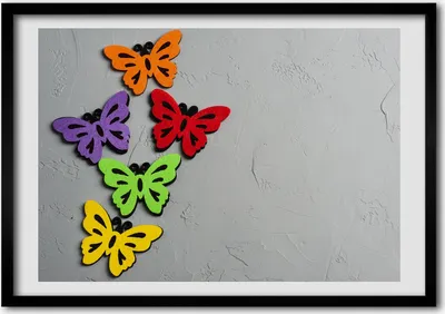 Produktbild von Bild - Bilderrahmen - 100 cm x 70 cm - MDF - Rahmen - Foto - Wandkunst bunte Schmetterlinge