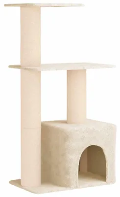 Immagine prodotto di Albero per gatti con pali in sisal, colore crema, altezza 133 cm