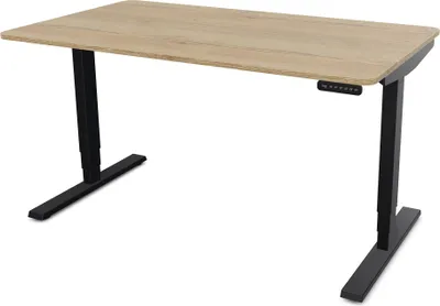Produktbild von ASSMANN Elektrisch höhenverstellbarer Schreibtisch Y-Line Curved Eiche Natura Schwarz, 140x70cm, Memoryfunktion, 2-fach-Motorik