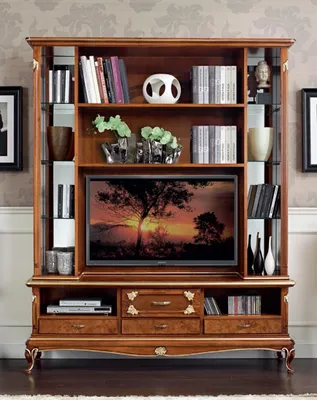 Produktbild von Wohnwand Schrank Vitrine Holz Wohnzimmer Möbel tv Schrankwände Design Vitrinen