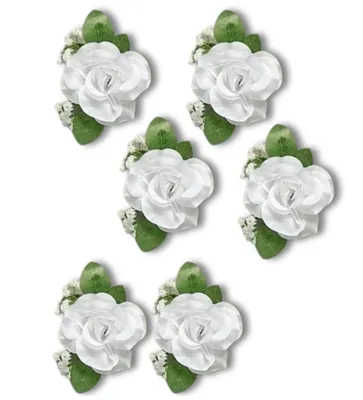 Immagine prodotto di Camerazar Set di rose bianche artificiali 6 pz per decorazione auto matrimonio