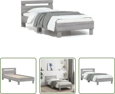 Produktbild von The Living Store Bettgestell mit Kopfteil Grau Sonoma 75x190 cm Holzwerkstoff