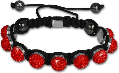Image de Bracelet Shamballa original Sterlinx avec 9 boules rouges scintillantes SHS90R