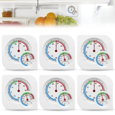 Produktbild von Thermo-Hygrometer 2-in-1, 6 Stück, 7,5 x 7,5 cm, für Innen und Außen, Temperatur- und Feuchtigkeitsmesser