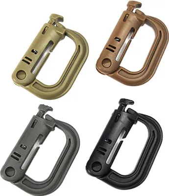 Produktbild von 4 Stück D-Ring-Karabinerhaken mit Verriegelung, leicht und vielseitig einsetzbar zum Wandern, Angeln, Camping und Reisen