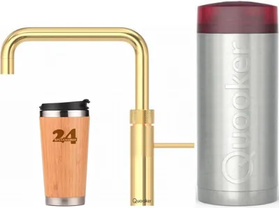 Produktbild von QUOOKER FUSION Square COMBI+B 24 Karat Gold Edition 100°C Armatur (22+FSGLD)«Spültischmischer mit 100°C Kochendwasserfunktion Inklusive Thermobecher
