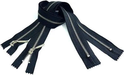 Produktbild von Famanu Reißverschlussset 40 cm Metall-Nylon schwarz-silber - 3 Stück