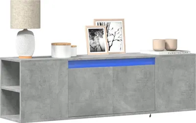 Image de Maison Exclusive - Meuble TV avec éclairage LED Gris béton 135x31x39,5 cm