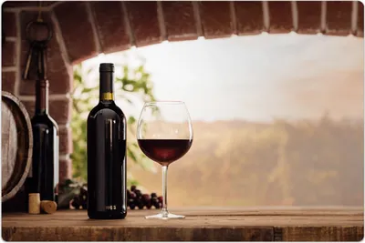 Produktbild von Küchenmatte 100x150 cm Vinylmatte Bodenmatte Dekoration -Flasche Rotwein