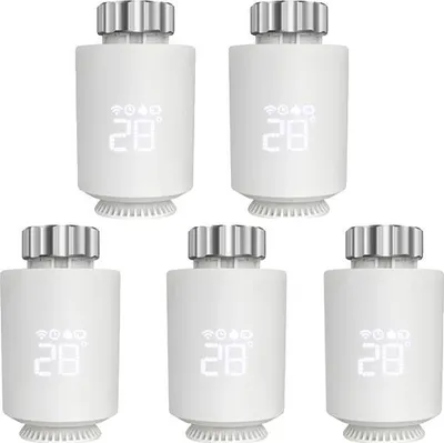 Immagine prodotto di Termostato per radiatori, controllo intelligente, compatibilità vocale, 5 pezzi, nessun gateway, 12 V-c