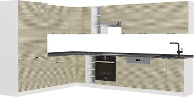 Immagine prodotto di Cucina angolare completa Vicco Fame-Line Pannello di quercia/bianco 347 x 60 cm , PL Antracite, Model 51593