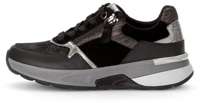 Zdjęcie produktu dla Gabor ROLLINGSOFT buty damskie - wygodne sznurowane buty sportowe czarne rekreacyjne NOWOŚĆ