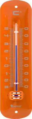 Produktbild von Gartenthermometer 19cm Metall Retro in Orange Außen Garten Innen Analog Thermometer Temperaturanzeige von -30 bis +50°C Außenthermometer