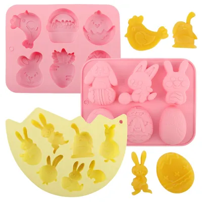 3er-Set Silikon-Osterformen für Pralinen, Schokolade & Eiswürfel