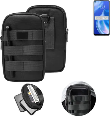 Produktbild von K-S-Trade Holster Gürtel Tasche kompatibel mit Huawei P40 lite 5G Handy Tasche Schutz Hülle dunkel-grau viele Fächer, 1x