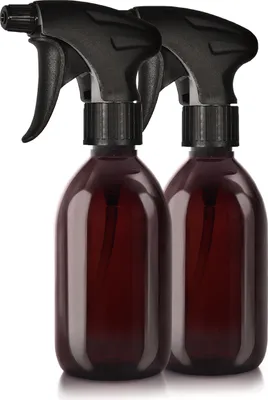 Produktbild von Oputec 2x 300ml Sprühflaschen Kunststoff braun – Leere Sprühflasche für Pflanzen, Blumen, Reinigungsmittel