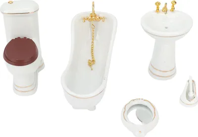 Obrázek produktu pro 5 kusů koupelnové sady 1:12 pro panenky roztomilé krásné porcelánové miniaturní nábytkové doplňky pro hračky
