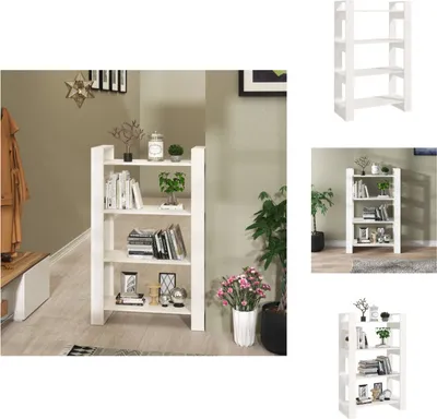 Zdjęcie produktu dla vidaXL Regał/przegroda do pokoju biały 80x25x125 cm lite drewno sosnowe - Regały i biblioteczki
