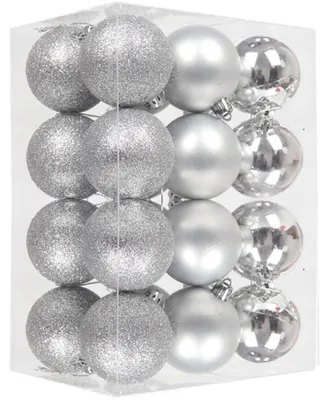 Weihnachtskugeln 24er Set, 3 cm, unzerbrechlich, Silber