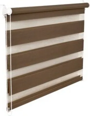 Produktbild von Doppelrollo Duorollo 120 cm breit 200 cm lang hellbraun mocca inkl. Seilzug Fensterrollo Klemmrollo