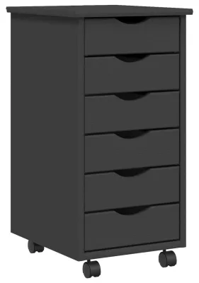 Image de Armoire mobile - Commode mobile - Meuble de rangement mobile - Meuble de bureau - Bois massif en pin - Roulettes