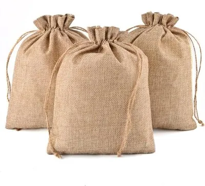 Produktbild von Famanu Jutetaschen 25 Stück 17 x 23 cm - Baumwolltaschen mit Zugband