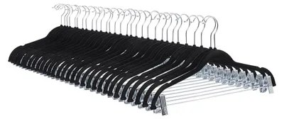 Produktbild von A. Basics Rockbügel beflockt, mit Clips, 24-er Pack, Schwarz