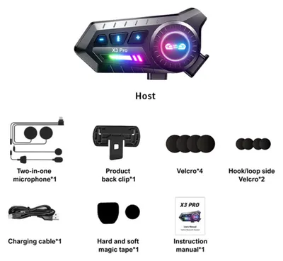 Produktbild von INF Motorrad-Helm Bluetooth-Headset – wasserdicht IP67, PurePure Rauschunterdrückung, 2-in-1 Mikrofon, Bluetooth 6.0 und RGB-Lichter
