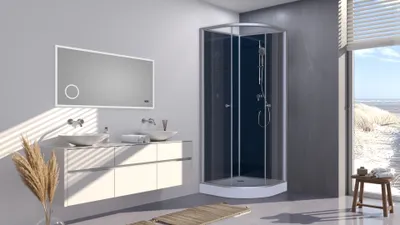 Zdjęcie produktu dla Marwell, prysznic kompletny Aqualuna Mint 2.0 85x85x195 cm – kabina ćwierćokrągła w komplecie z brodzikiem