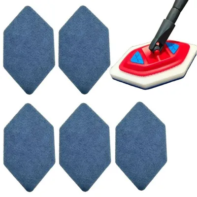 Zdjęcie produktu dla INF Zestaw 5 wymiennych padów gąbkowych kompatybilne z Vileda Bath Magic — niebieskie włókniste pady czyszczące 21.5cm x 12.5cm