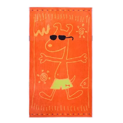 Obrázek produktu pro SCANquilt plážová osuška VELUR snoopy oranžová 100% bavlna 70 x 125 cm