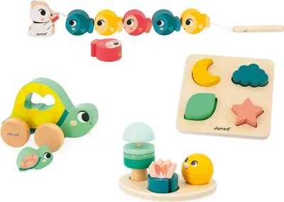 Immagine prodotto di Janod - Scatola dei giochi di abilità motoria 18 mesi - Giocattolo educativo in legno