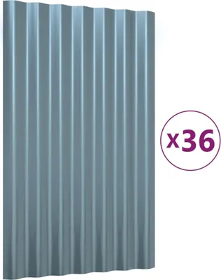 Productafbeelding van Dakpanelen 36 st 60x36 cm gegalvaniseerd staal grijs