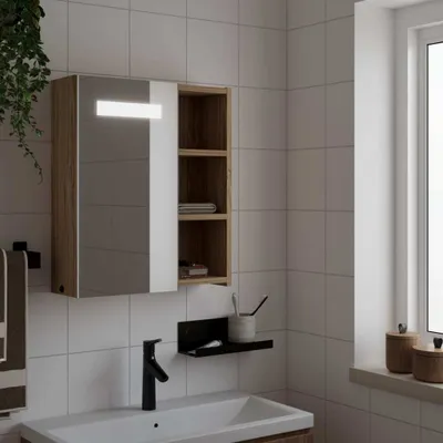 Produktbild von ZMH Spiegelschrank mit LED-Beleuchtung Eichenoptik 45x13x52 cm