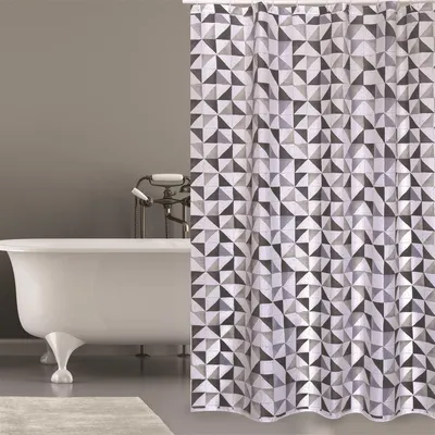 Produktbild von Cotexsa by MSV Premium Anti-Schimmel Textil Duschvorhang - Anti-Bakteriell, waschbar, 100% wasserdicht, mit 12 Duschvorhangringen - Polyester, „Calula“ Grau, Weiß 180x200cm –  Spain