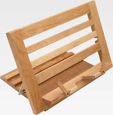 Produktbild von Buchhalter aus Buchenholz, Leseständer, Kochbuchhalter, Notenständer, Tischstaffelei, Buchstütze, Rezepthalter, Pad-Ständer