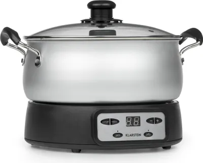 A front view of a Klarstein jam maker on a white background.