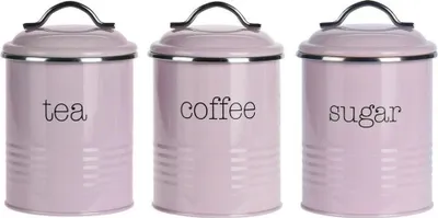 Immagine prodotto di Set di contenitori per caffè/zucchero/tè Excellent Houseware, metallo, 11x16 cm, 1 l, rosa