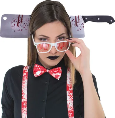 Produktbild von Halloween Haarreif mit blutigem Hackebeil