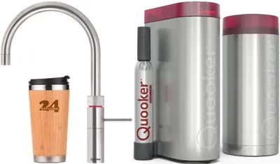 Produktbild von »QUOOKER FUSION ROUND Festauslauf Edelstahl COMBI+ B mit CUBE 2 *Der Wasserhahn, der alles kann! (22+FRRVSCUBE)« (2-St) 100°C Kochendwasserhahn