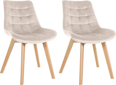 Produktbild von CLP 2er Set Esszimmerstühle Brook mit Samtbezug,creme